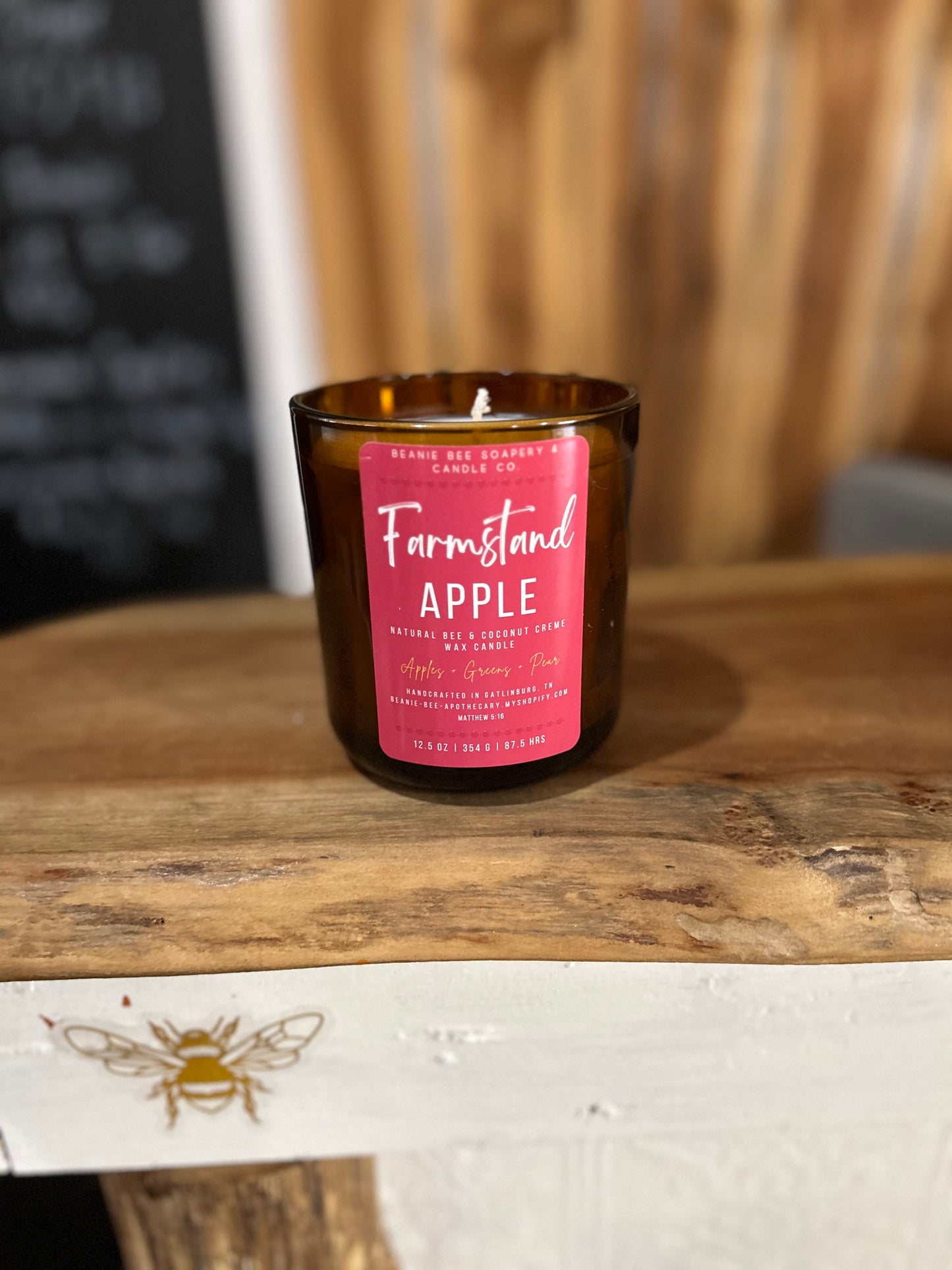 Amber Beeswax Candle Large